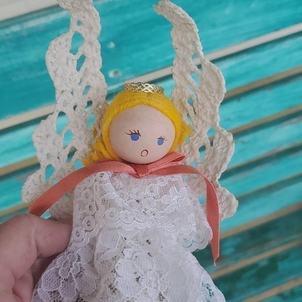 Vintage Angel Christmas Tree Topper and Ornaments